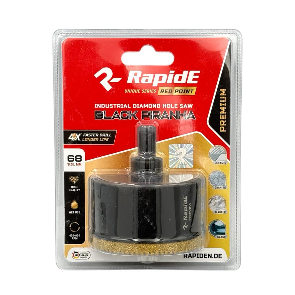 Коронки алмазные для дрели RAPIDE Red Point Black Piranha Коронка алмазна по керамограніту (68мм.) RAHФ-00003573