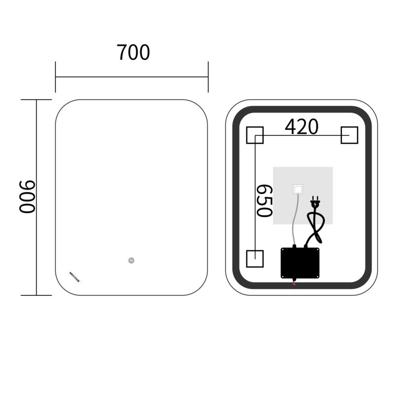  Дзеркала з підсвічуванням MIXXUS Premium DIVERSE MR15-90x70-REVERSE Дзеркало (LED Touch, Anti-fog, димер (3-6,5kK)) (MP6639)