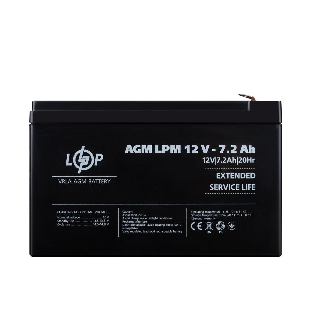 Аккумуляторы свинцово-кислотные (AGM) LogicPower Акумулятор свинцево-кислотний AGM LPM 12V/7,2Ah 3863