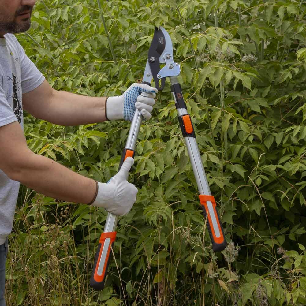 Ножницы садовые, сучкорезы FLORA Сучкорез плоскостной храповой телескопический алюминиевые рукоятки 700-874мм. 5022374