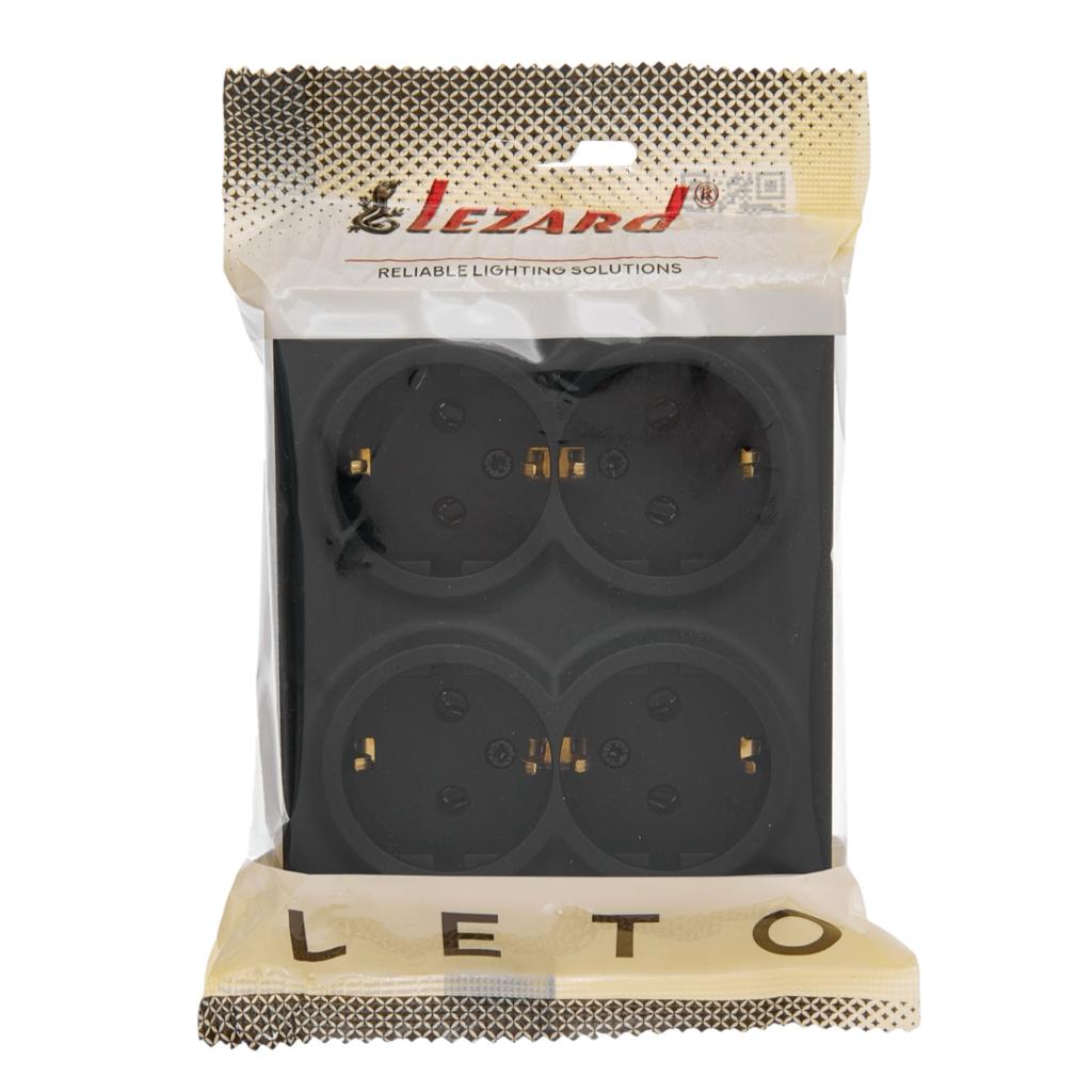 LETO (антрацит) Lezard LETO Розетка внешняя 4-я с/з (антрацит) 752-4200-127BDP