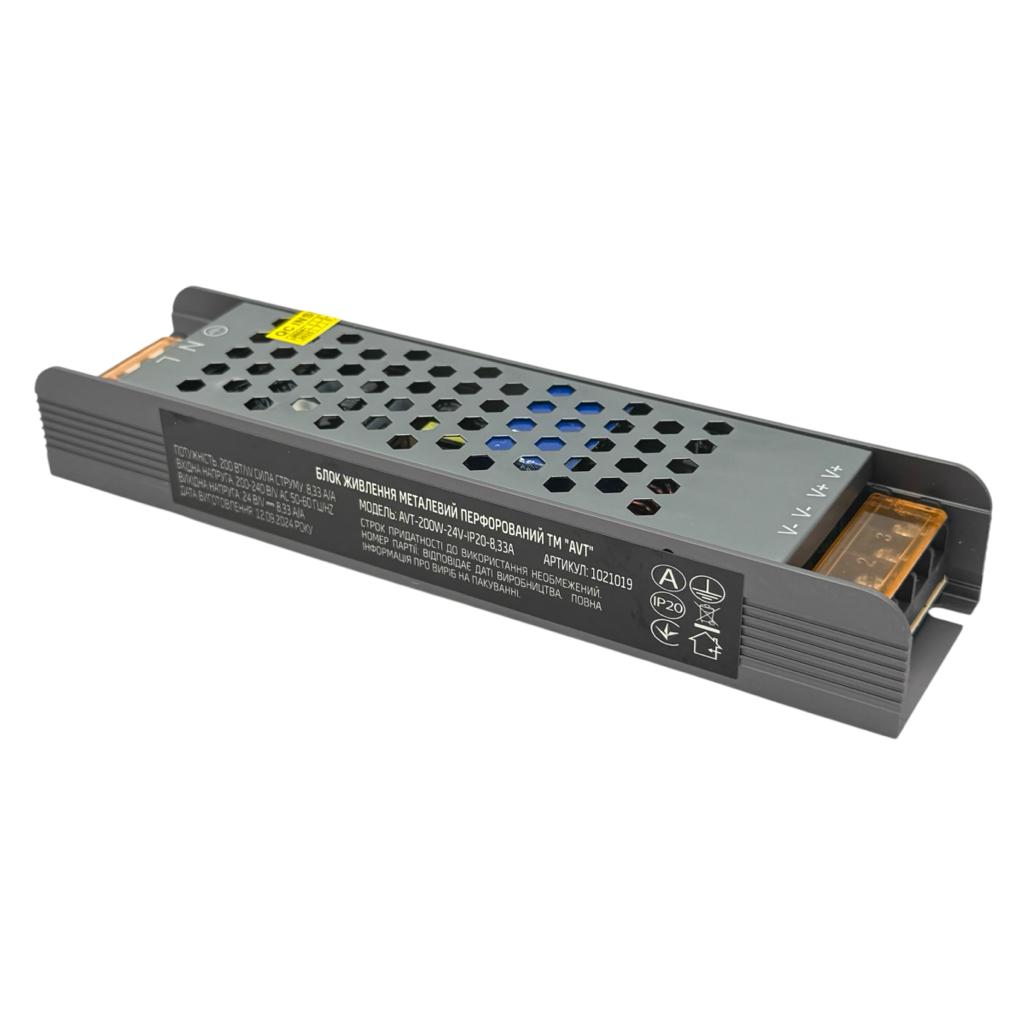 Блоки питания 24V AVT Блок питания 200W 24V IP20 195*49*29мм. AVT-200-24V-8,33A