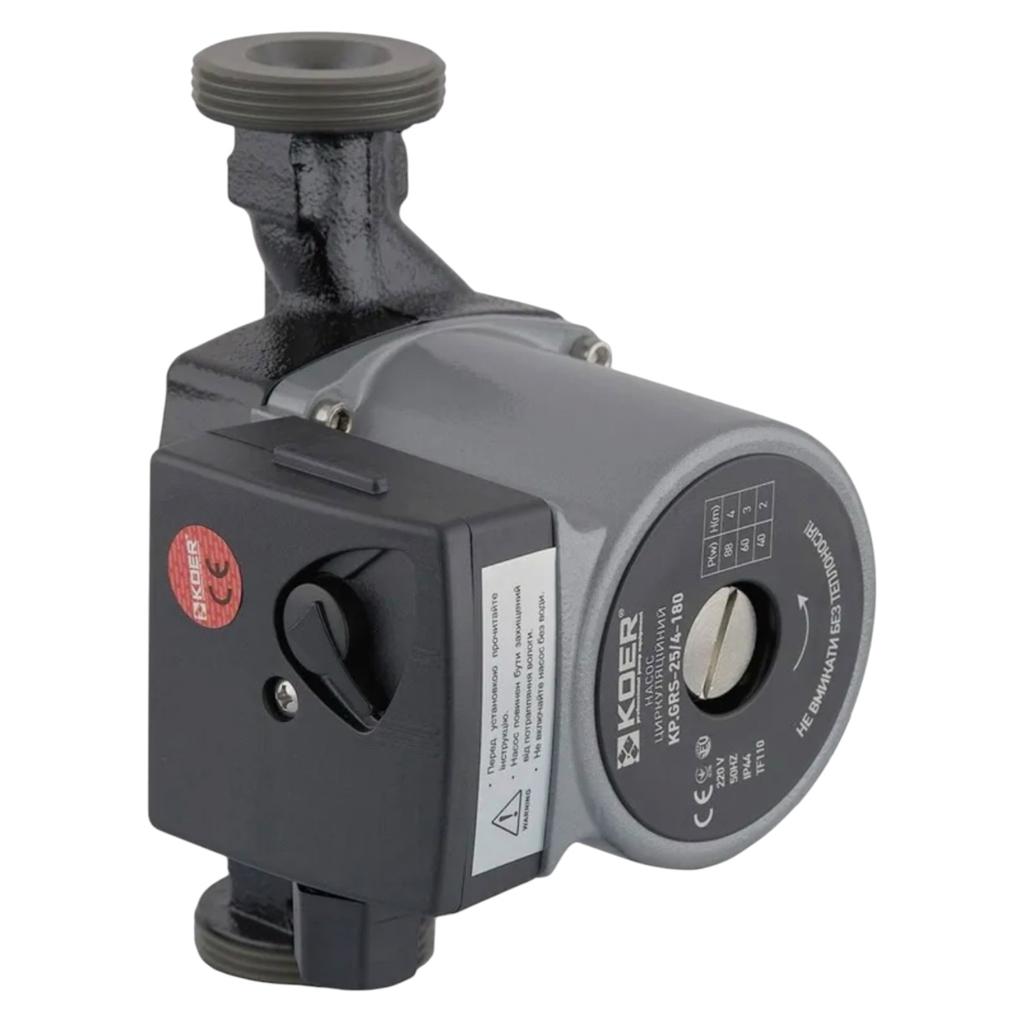ЦИРКУЛЯЦІЙНІ НАСОСИ KOER KP.GRS-25 / 4-180 Насос циркуляційний 90Вт Hmax 4м Qmax 50л/хв Ø1 1/2 180мм (KP0248)