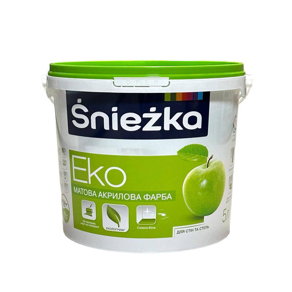Краска водоэмульсионная акриловая  SNIEZKA ECO Краска акриловая для стен и потолков 7кг.