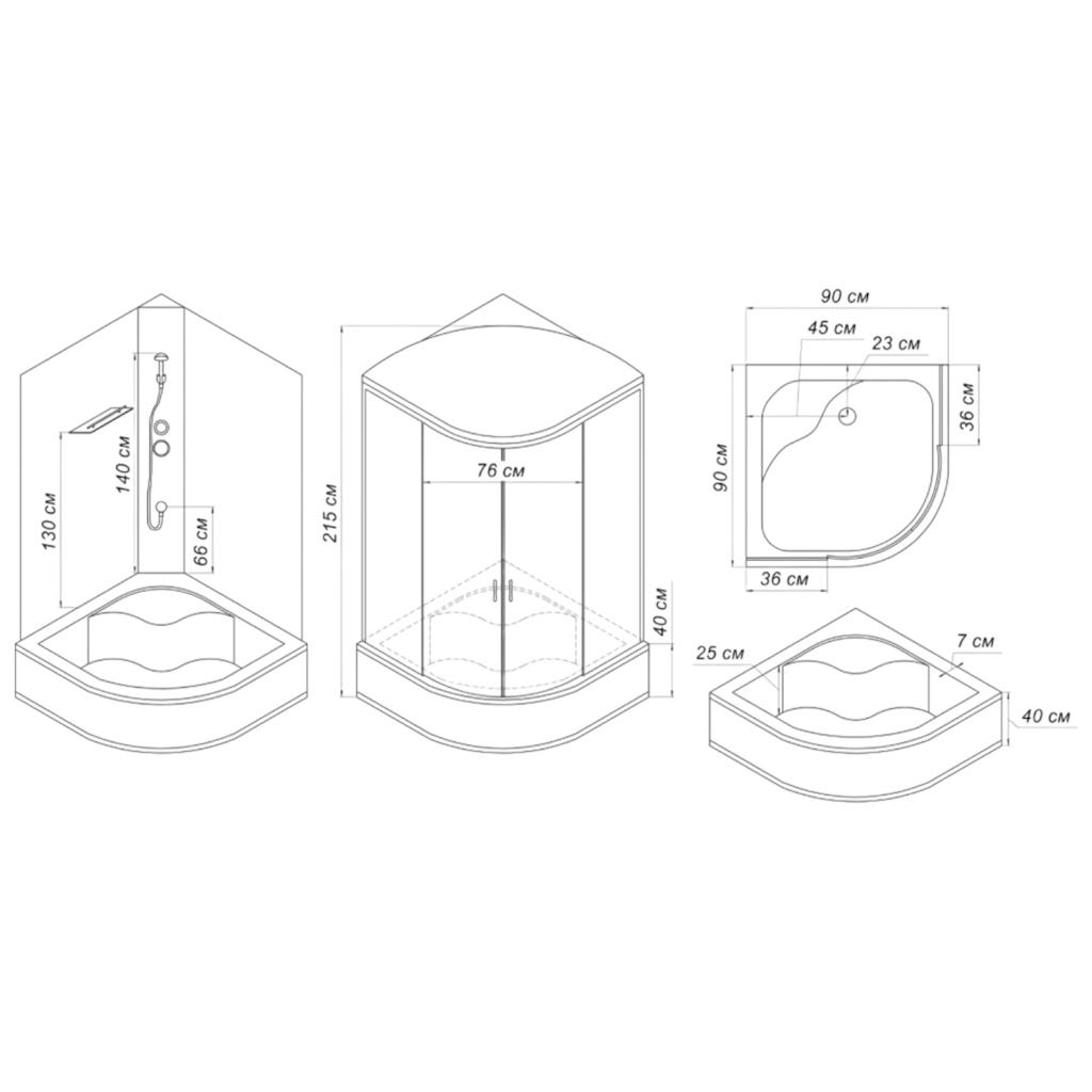 Душові бокси MIXXUS STRONG SB01-90x90x215-FB SATIN Душовий бокс 90*90мм. (високий піддон) (MI6884)