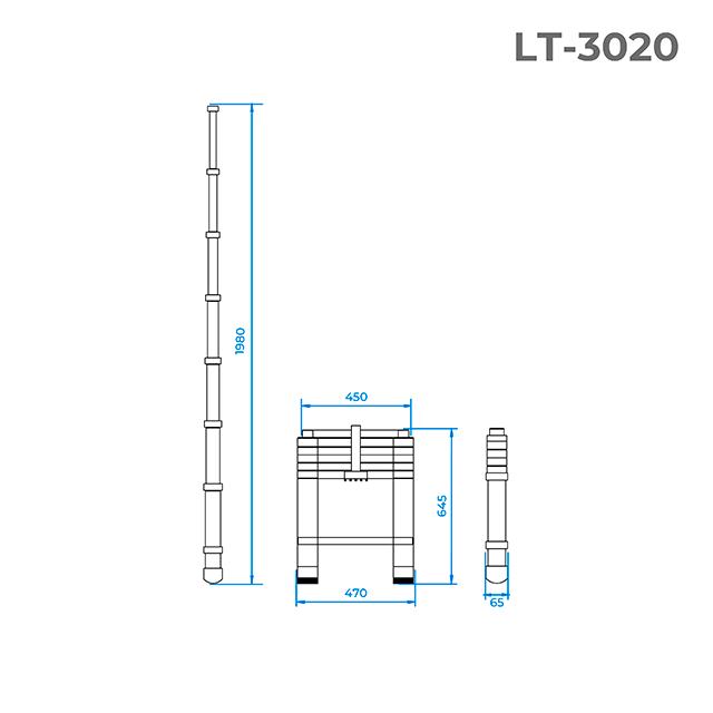 Лестницы телескопические INTERTOOL Драбина телескопічна 6 сходинок 2.0м. LT-3020