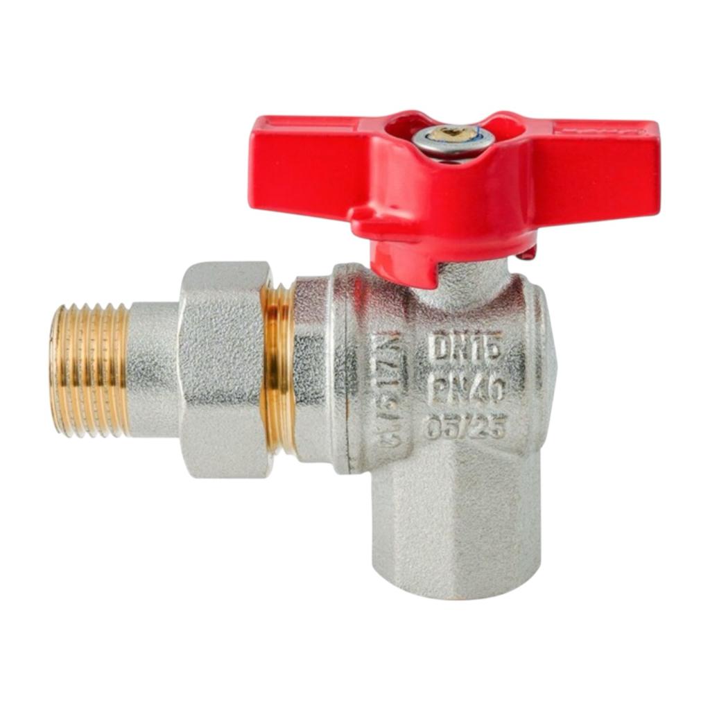 Крани серії Red KOER Extreme KE.228-15 - 1/2 Кран кутовий кульовий з американкою PN40 DN15 (1/2) чм (KR5763)