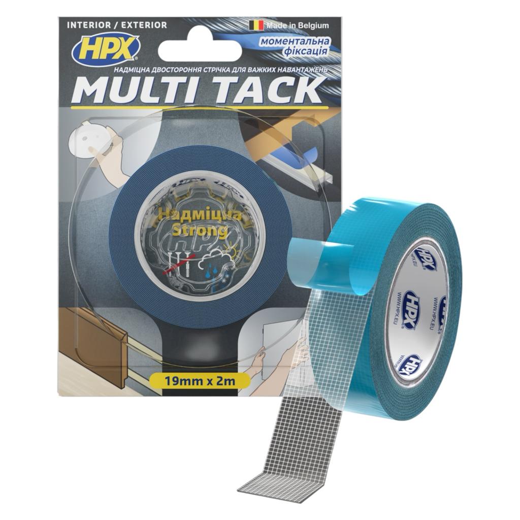 Двухсторонняя клейкая лента HPX Лента двухсторонняя MULTI TACK 19мм.*0,8мм.*2м. прозрачная (блистер) MTT1902