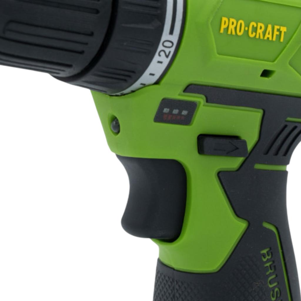 Шуруповёрты аккумуляторные PROCRAFT Шуруповерт аккумуляторный бесщеточный 12V 30Нм (1АКБ/2Ah и ЗУ) PA12BL