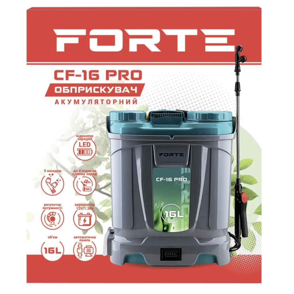 Опрыскиватели аккумуляторные FORTE Опрыскиватель аккумуляторный 16л., 8Ah/12V давление 2-4 bar, вес 5,5 кг. CF-16 PRO