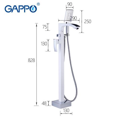 Змішувачі для ванної GAPPO G3007-8 (JACOB) Змішувач для ванни підлоговий (білий хром)