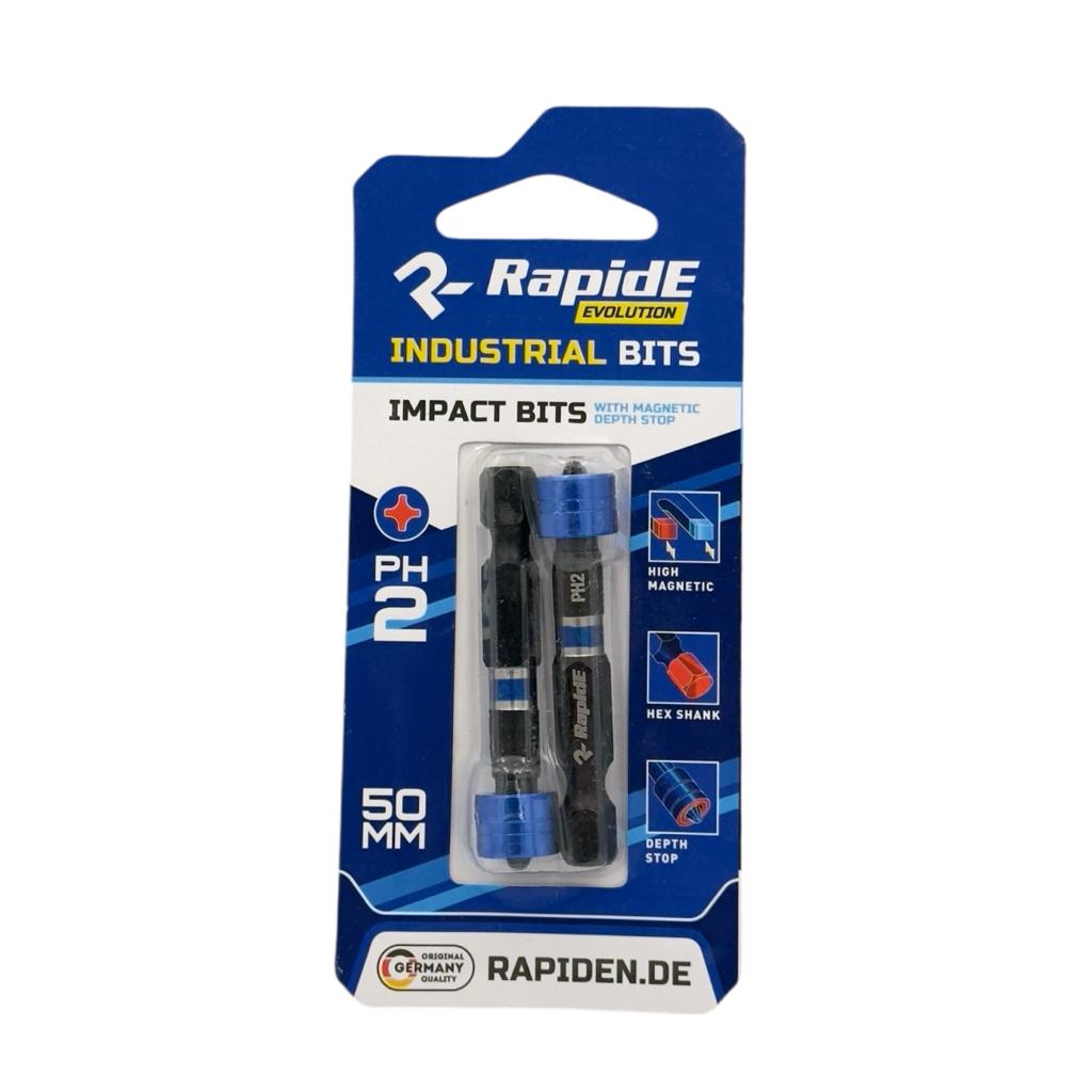 Біти та насадки для шуруповерту RAPIDE IMPACT Біта PH2 50мм. з обмежувачем (уп./2шт.) RAHФ-00002054