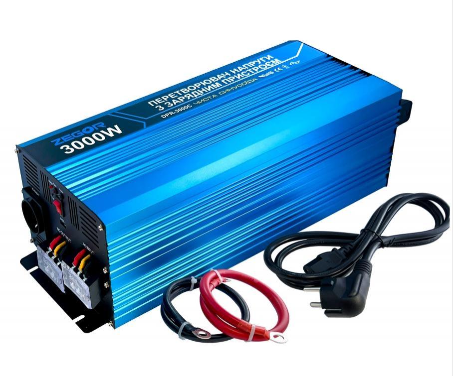Перетворювачі напруги ZEGOR Інвертор-перетворювач напруги UPS 3000W 12/220V (чиста синусоіда) DPR-3000C