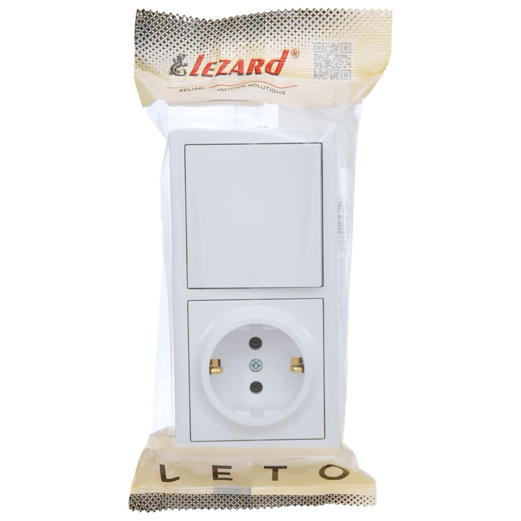 LETO (белая) Lezard LETO Блок выключатель 1-й/розетка с/з наружный (белый) 752-0200-170BAP