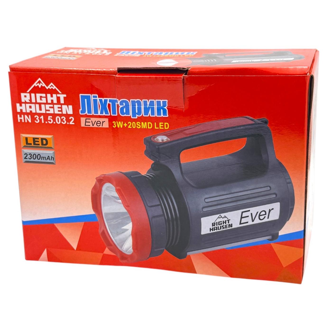 Ліхтарі ручні RightHausen EVER Ліхтар ручний 3W+20SMD, USB вихід, 2300mAh HN-315032