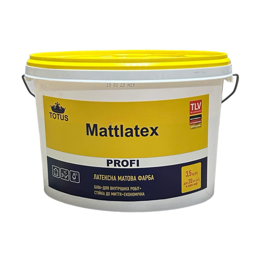 Фарба водоемульсійна акрилова TOTUS Mattlatex Profi Фарба інтер'єрна 3,5кг.