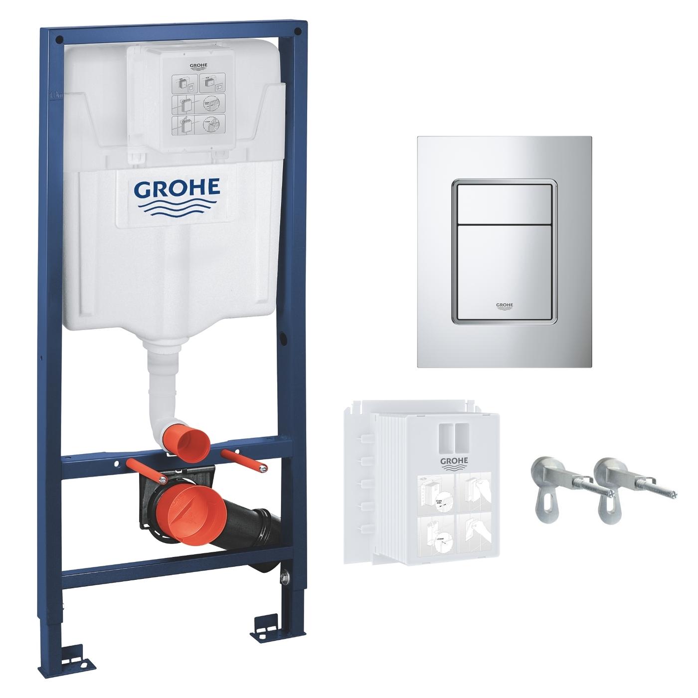 Инсталяции GROHE RAPID SL 3в1 комплект для подвесного унитаза (бачок, крепление, кнопка хром - двойной. слив 37535000) 39501000