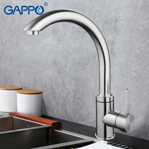 Смесители для кухни GAPPO G4099 (SUTENRESU-KO) кухня однорыч. выс. гусак корп. из нерж. стали гайка Ø35