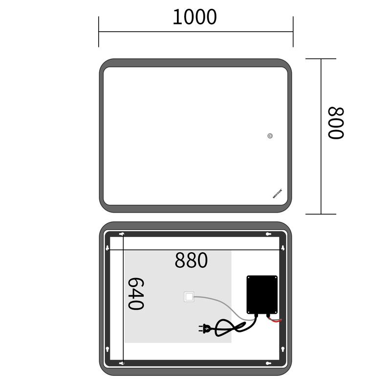 Зеркала с подсветкой MIXXUS Premium OLIVARY MR19-100x80-REVERSE Зеркало (LED Touch, Anti-fog, димер (3-6,5kK)) (MP6629)