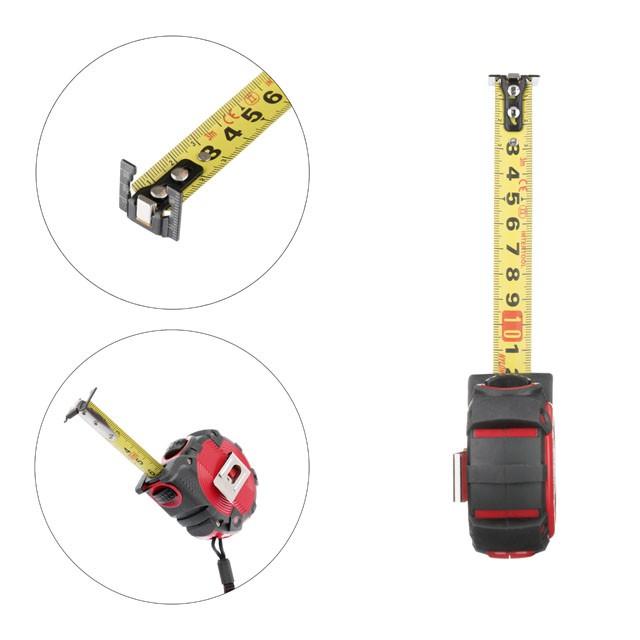 Рулетки INTERTOOL STORM Рулетка з металевим полотном, 3м*16мм, двостороння шкала, нейлонове покриття, двосторонній зацеп з магнітом, автостоп полотна MT-0843