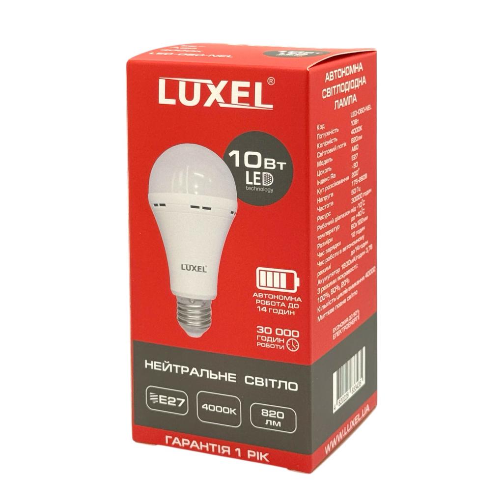 LED-Лампи LUXEL LED-Лампа акумуляторна 10W E27 4000K 820Lm A60 LED-060-NEL