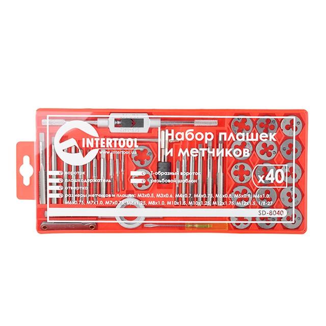Мітчики та плашки INTERTOOL Набір плашок M3-M12 та мітчиків M3-M12, 40 од. SD-8040