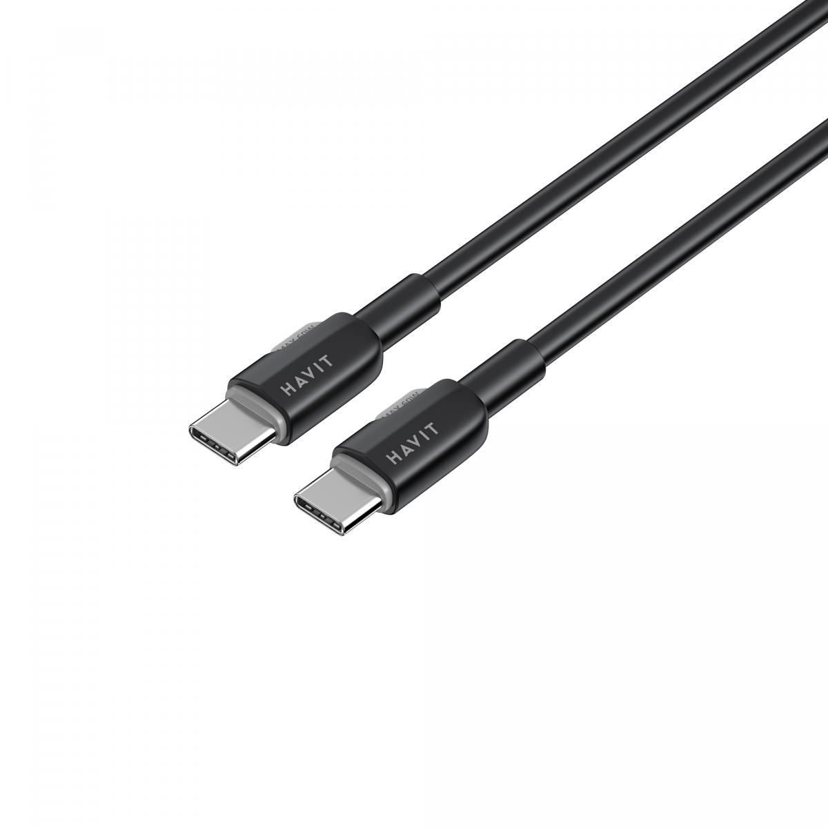 Кабелі та адаптери HAVIT HV-CB308C Кабель Type-C - Type-C PD60W 3A 1м Black (силіконовий) 28579