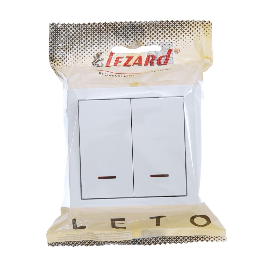 LETO (белая) Lezard LETO Выключатель наружный 2-й с подсветкой (белый) 752-0200-112