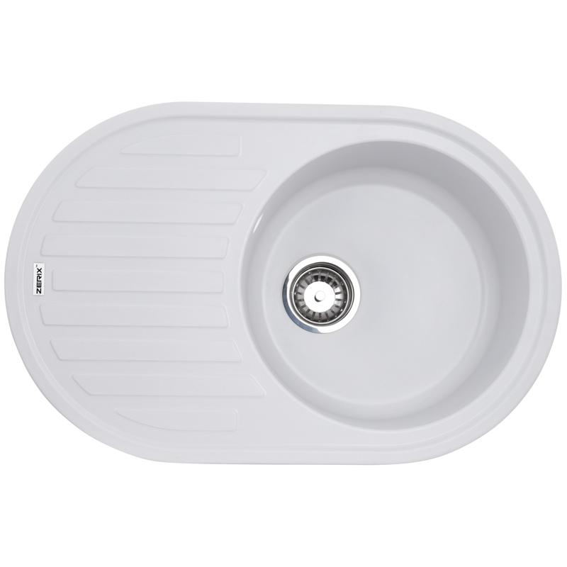 Мийки гранітні ZERIX ZS-7750R-01 Мийка гранітна 760*500мм. (біла)