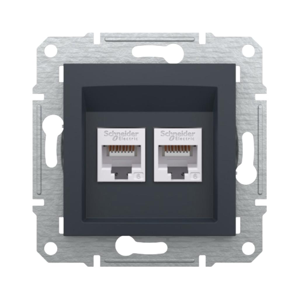 ASFORA (антрацит) Schneider ASFORA Механизм розетки внутр. компьютерная, RJ45, кат.6, UTP 2-я (антрацит) EPH4800171
