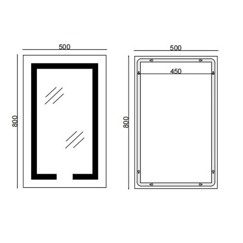  Дзеркала з підсвічуванням MIXXUS HARD MR06-50x80-CASE Дзеркало (LED Touch, Anti-fog, димер, регулюванням яскравості, годинник) (MI6657)