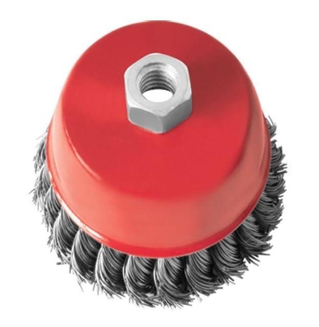 Щітки на КШМ INTERTOOL Щітка чашкова 150 мм, для КШМ, М14 (пучки крученого дроту) BT-2150