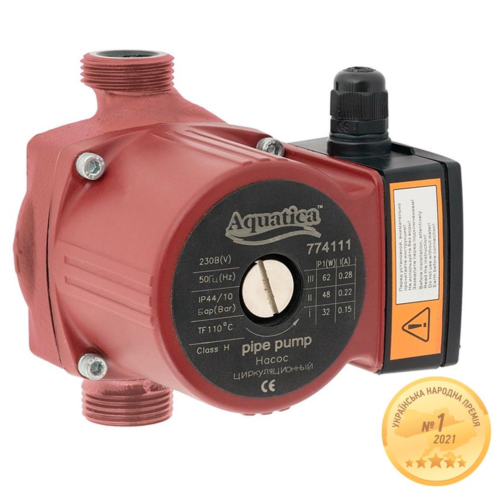 ЦИРКУЛЯЦІЙНІ НАСОСИ AQUATICA Насос циркуляційний 65Вт Hmax 4м Qmax 63л/хв Ø1½ 130мм+гайки Ø1 774113