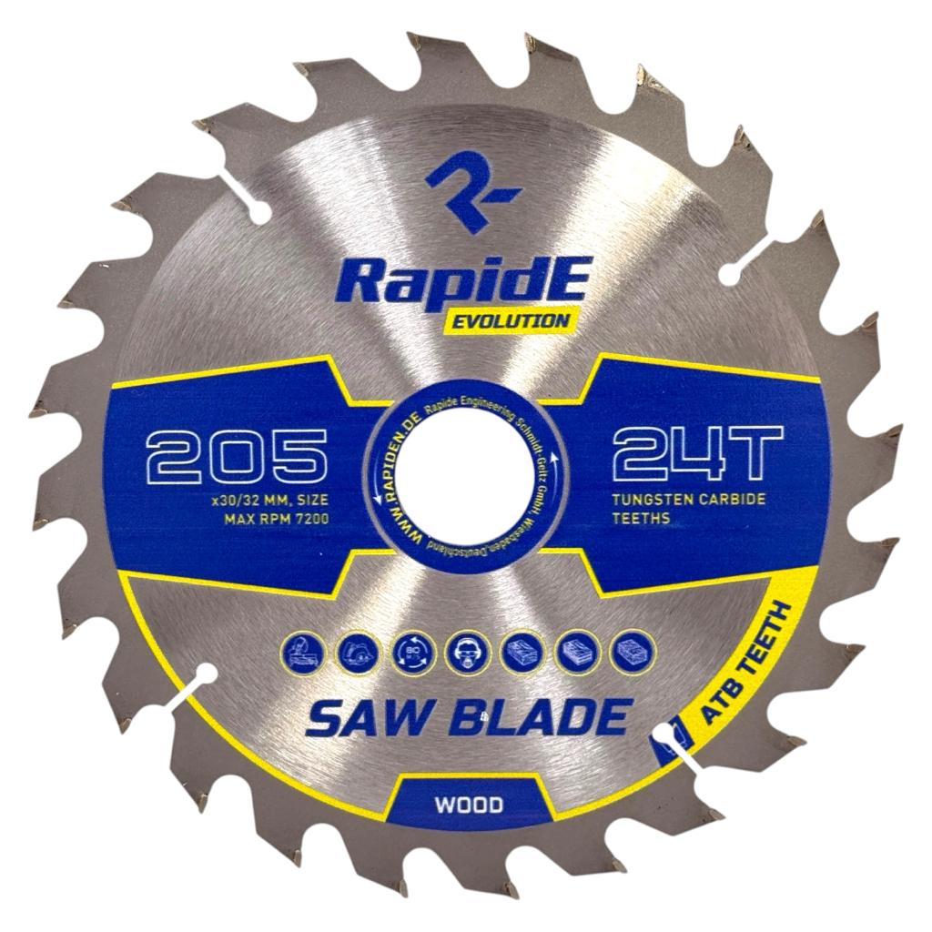 Диски по дереву RAPIDE Basic Series Диск пильний по дереву Ø205*30/32мм. (24зуб.) RAHФ-00003210