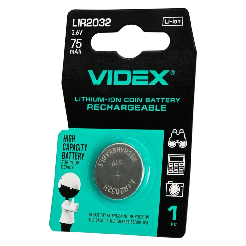 Батарейки аккумуляторные VIDEX Акумулятор літієвий CR2032 LIR2032