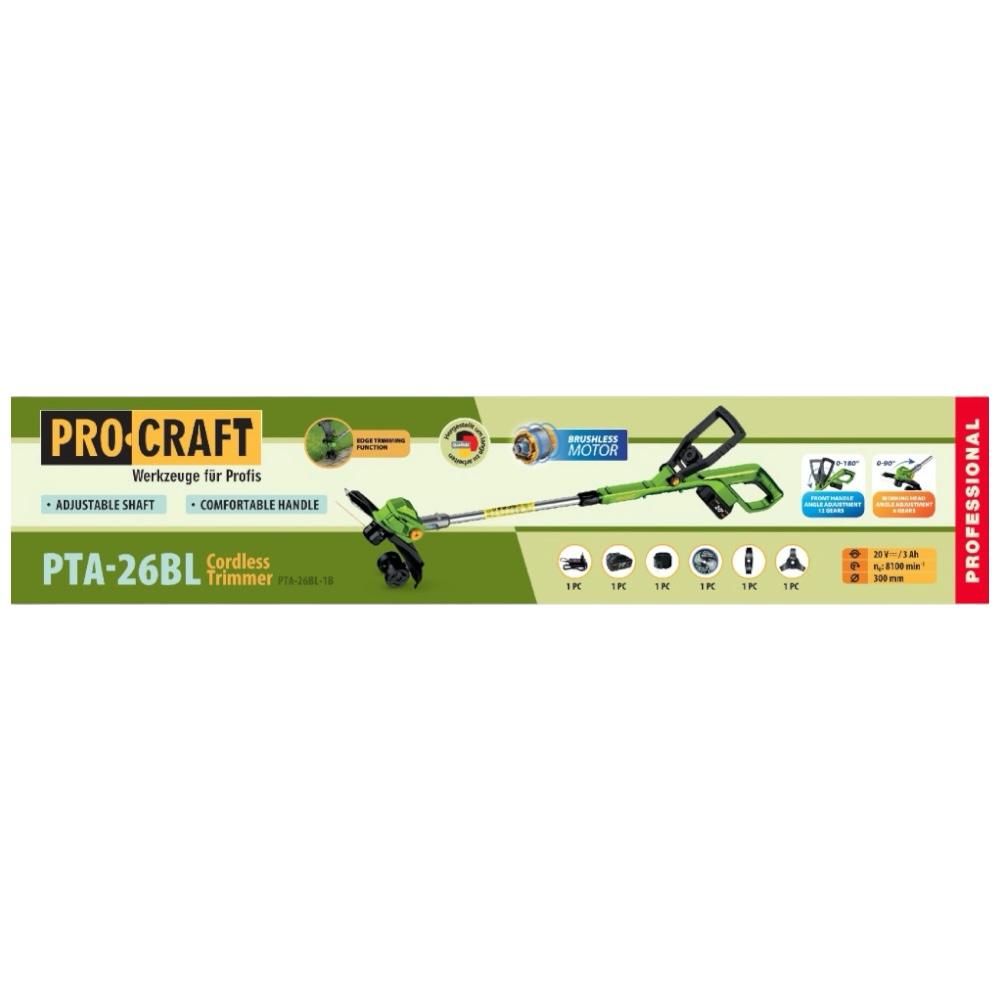Триммеры аккумуляторные PROCRAFT Тример акумуляторний (з АКБ 1*3A/h та ЗП) PTA26BL