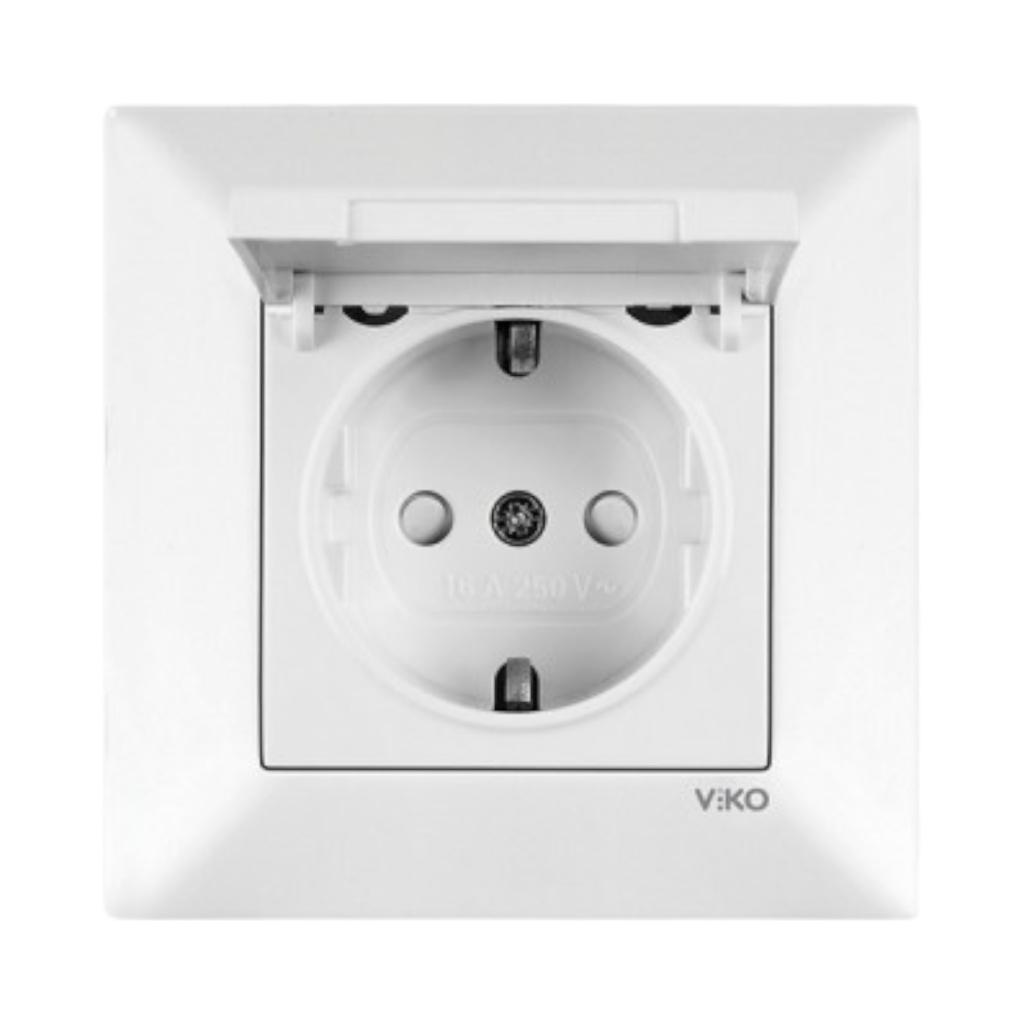 MERIDIAN (белая) VIKO MERIDIAN Розетка внутренняя 1-я с/з с крышкой (белая) 90970012-WH