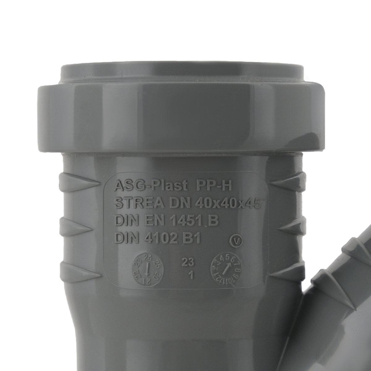 Внутренняя канализация ASG HTR Тройник канализационный Ø40/40/45°