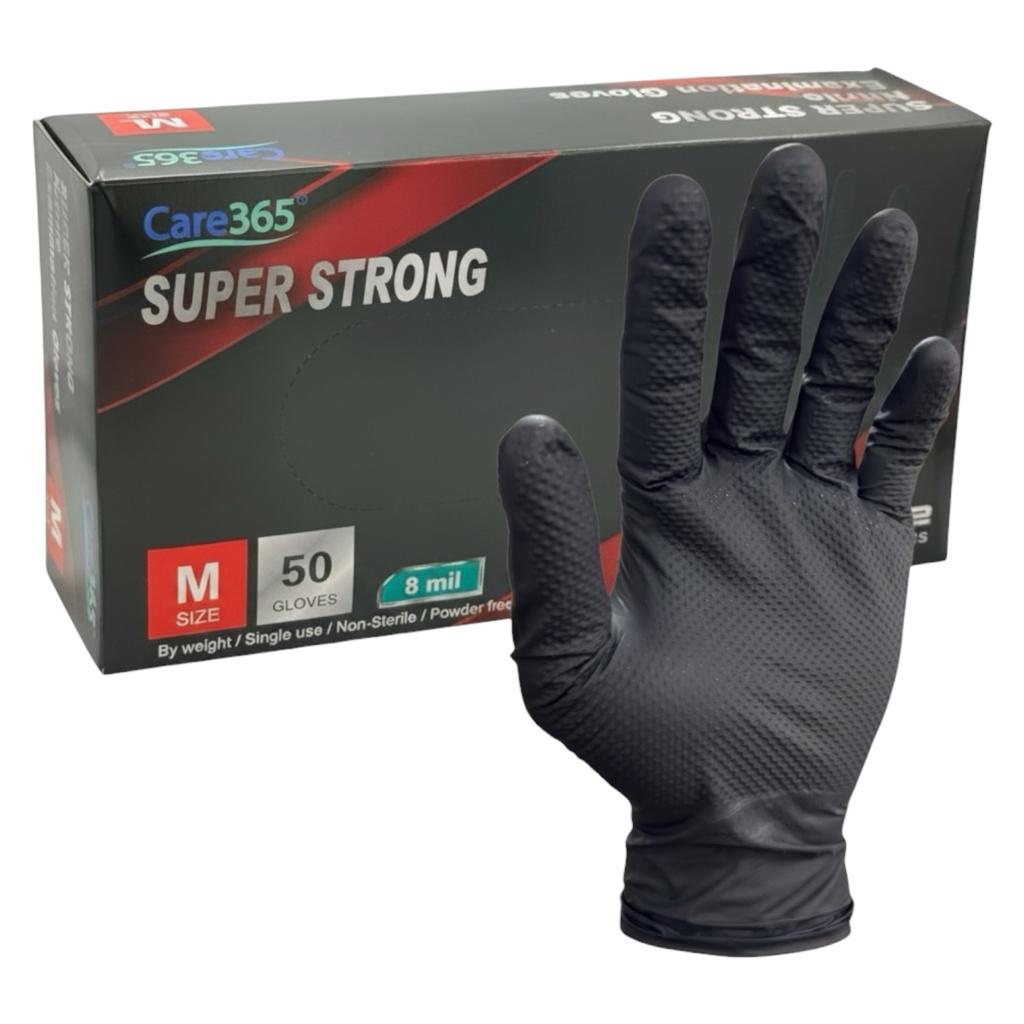 Рукавички Care365 SUPER STRONG Рукавички нітрилові чорні 8гр. M (уп./25пар)