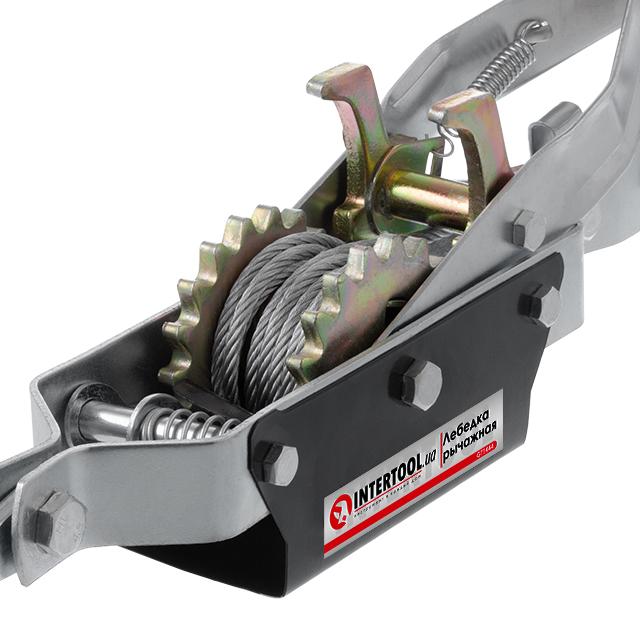Лебёдки INTERTOOL Лебідка важільна тягове зусилля 4т, трос 2.50м * 5.5мм, робоча довжина троса 1.20м GT1444