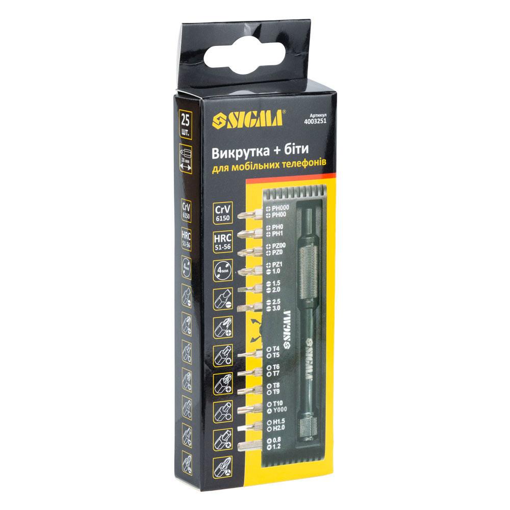 Набор отвёрток SIGMA Викрутка + біти 1/4 24шт CrV для мобільних телефонів (пластиковий кейс) 4003251