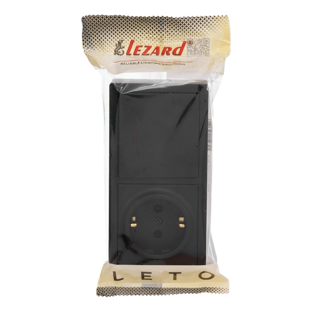 LETO (антрацит) Lezard LETO Блок вимикач 1-й з підсвіткою/розетка з/з зовнішній  (антрацит) 752-4200-170BIP