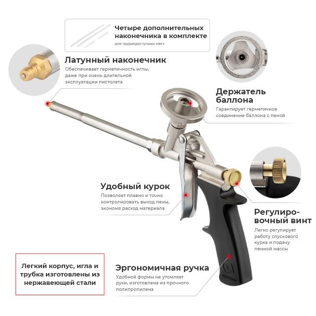 Пистолеты для монтажной пены INTERTOOL Пистолет для монтажной пены PT-0603