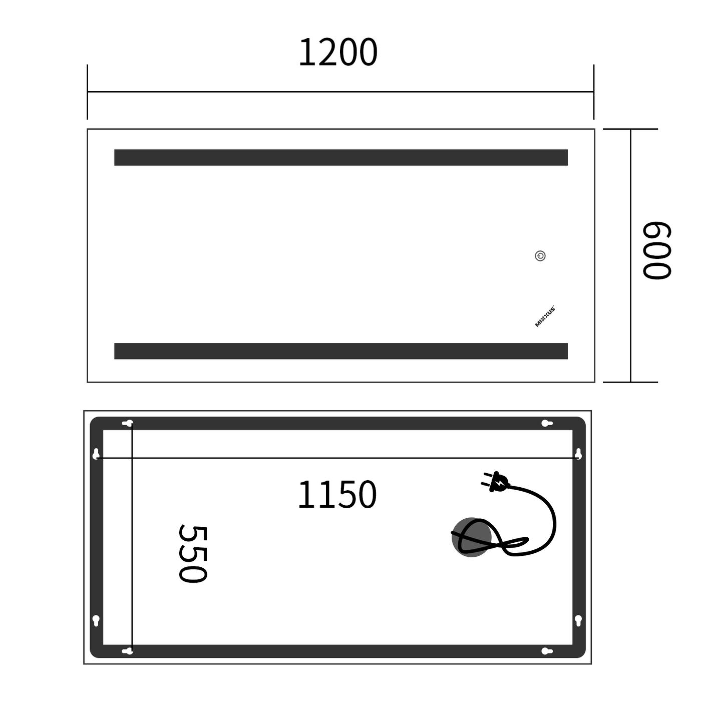 Зеркала с подсветкой MIXXUS Premium LINES MR17-120x60-REVERSE Дзеркало (LED Touch, Anti-fog, димер) (MP6626)