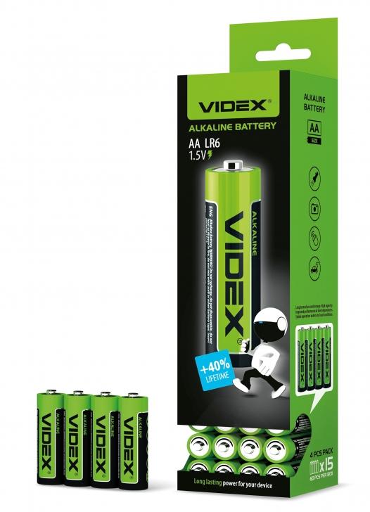 Батарейки VIDEX AA/LR6 1,5V ALKALINE (уп./60шт.)