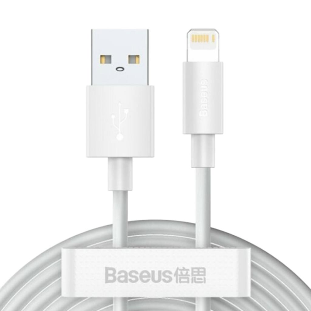 Кабелі та адаптери Baseus Кабель Simple Wisdom Data Cable Kit USB to iP 2.4A 1.5m. White TZCALZJ-02