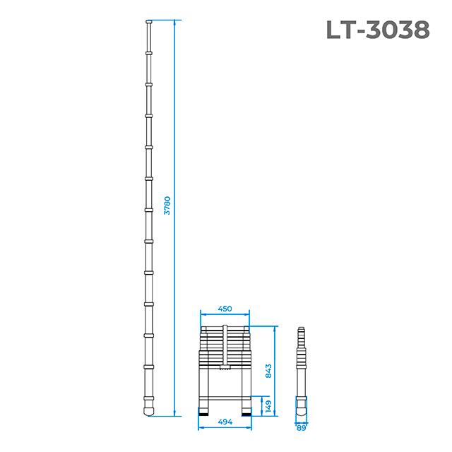 Лестницы телескопические INTERTOOL Драбина телескопічна 12 сходинок 3.8м. LT-3038