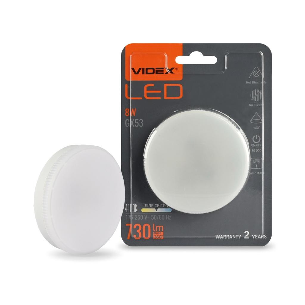 LED-Лампи VIDEX LED-Лампа GX53 8W 4100K 730Lm VL-GX53-08534