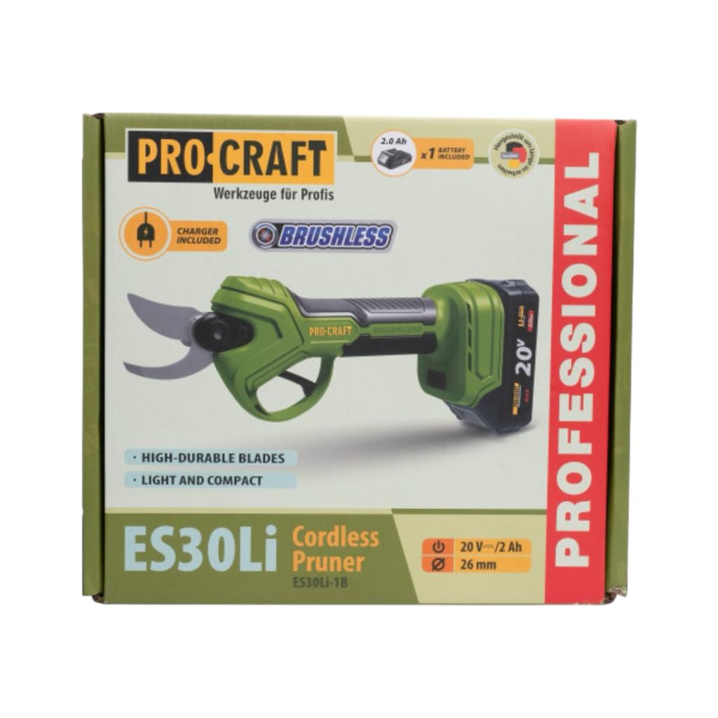 Секатори акумуляторні PROCRAFT Секатор акумуляторний безщітковий (1 АКБ/2Ah та ЗП) ES30Li