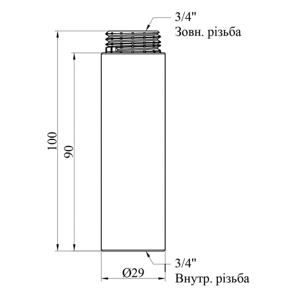 Фитинги резьбовые хромированные Chrome KARRO Удлинитель хром. 3/4 90 мм. KR3209